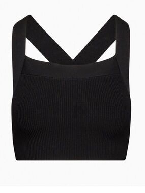 Babaton Black Ribbed Crossback Crop Top
